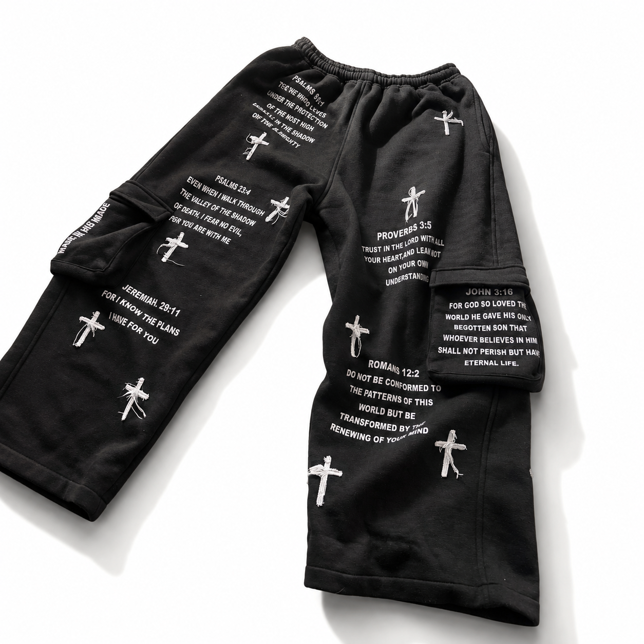 Oversized Bible Verse Cargo Sweats