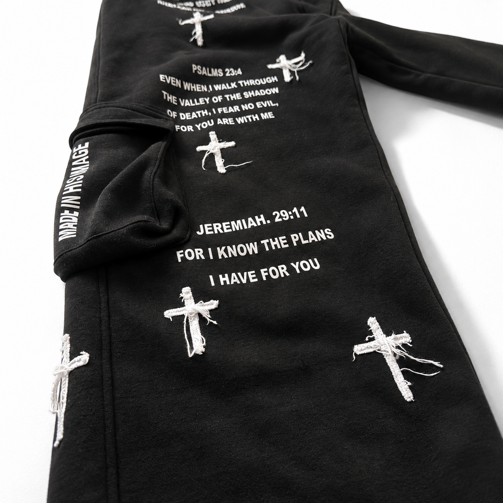 Oversized Bible Verse Cargo Sweats