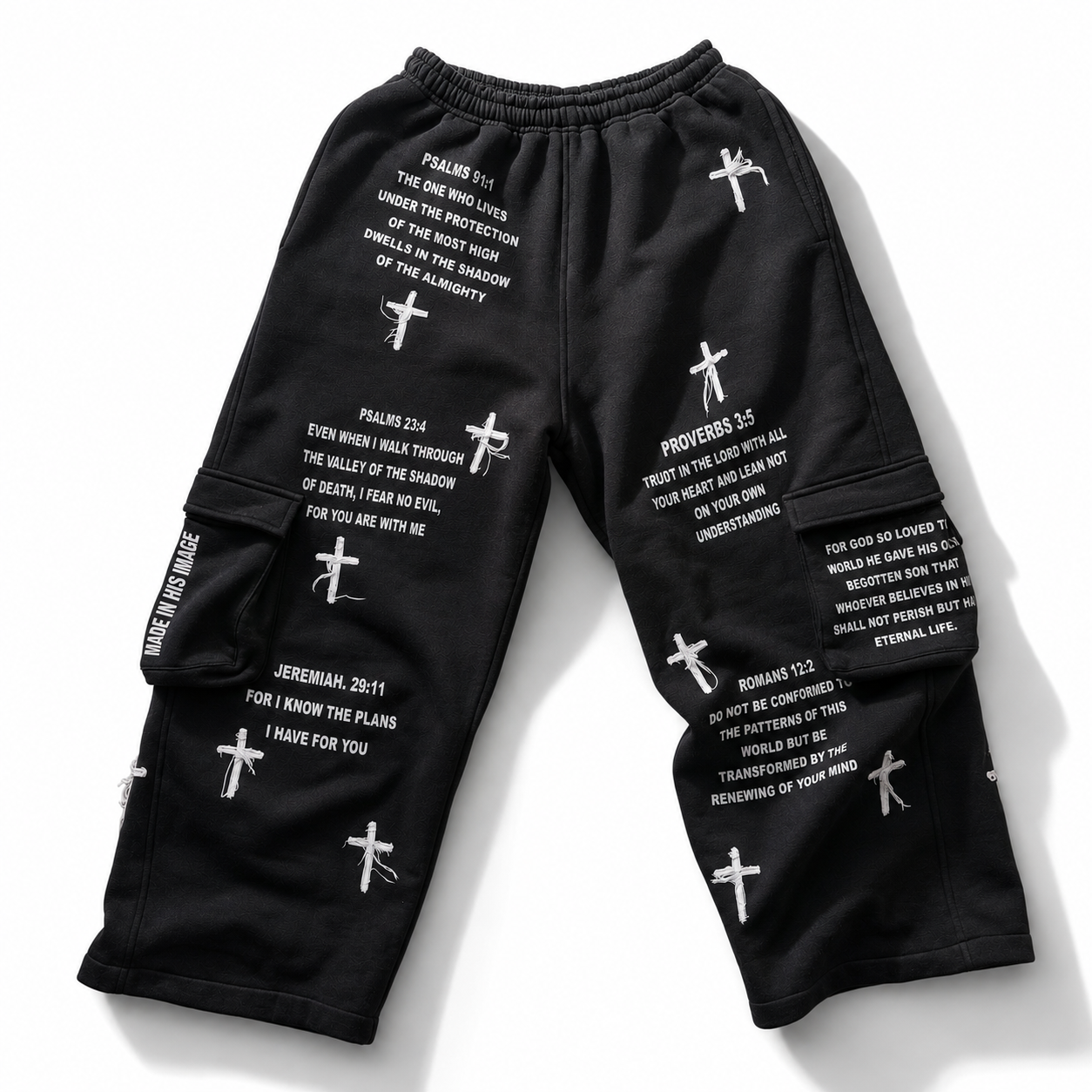 Oversized Bible Verse Cargo Sweats