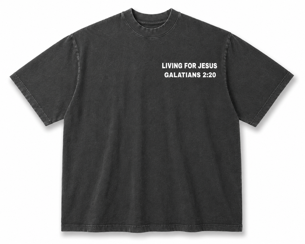 "Living For Jesus" Faded Oversized T Shirt