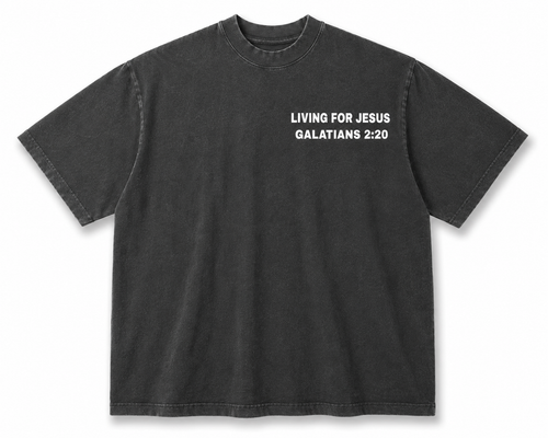 "Living For Jesus" Faded Oversized T Shirt