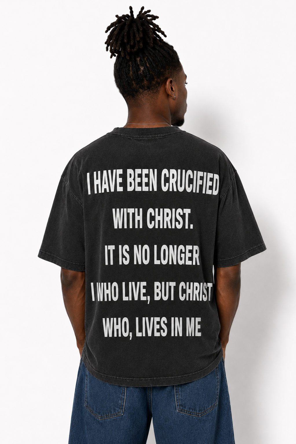 "Living For Jesus" Faded Oversized T Shirt