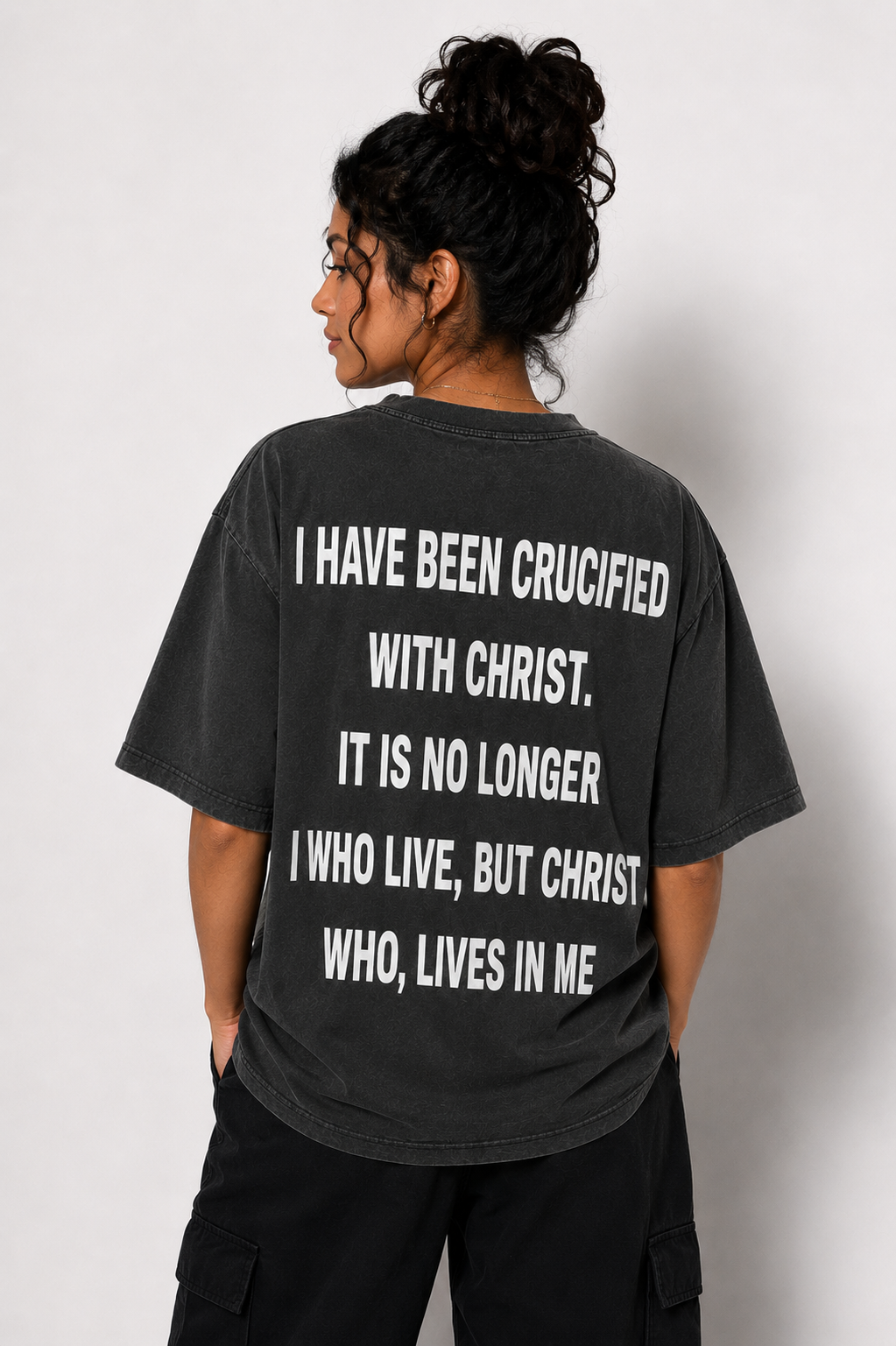 "Living For Jesus" Faded Oversized T Shirt
