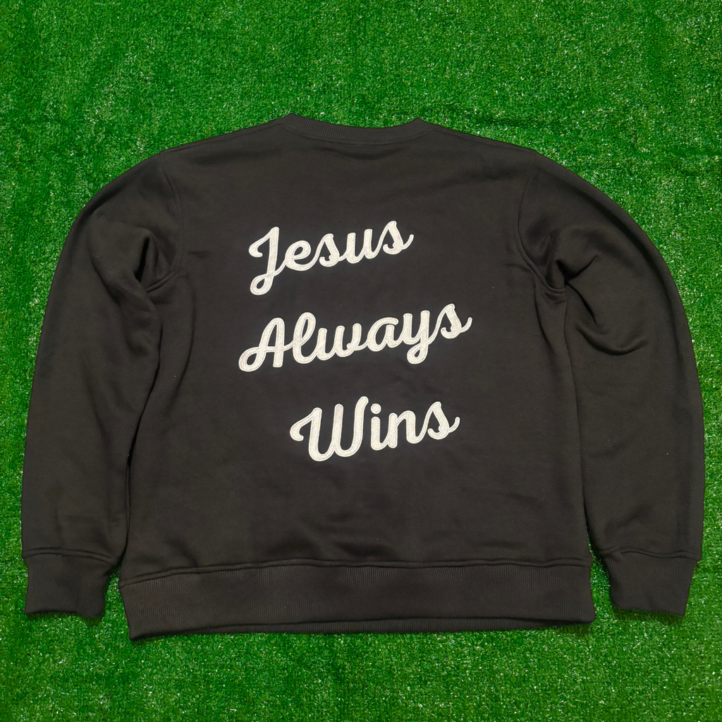 Jesus Always Wins Crewneck Sweatshirt (Black)
