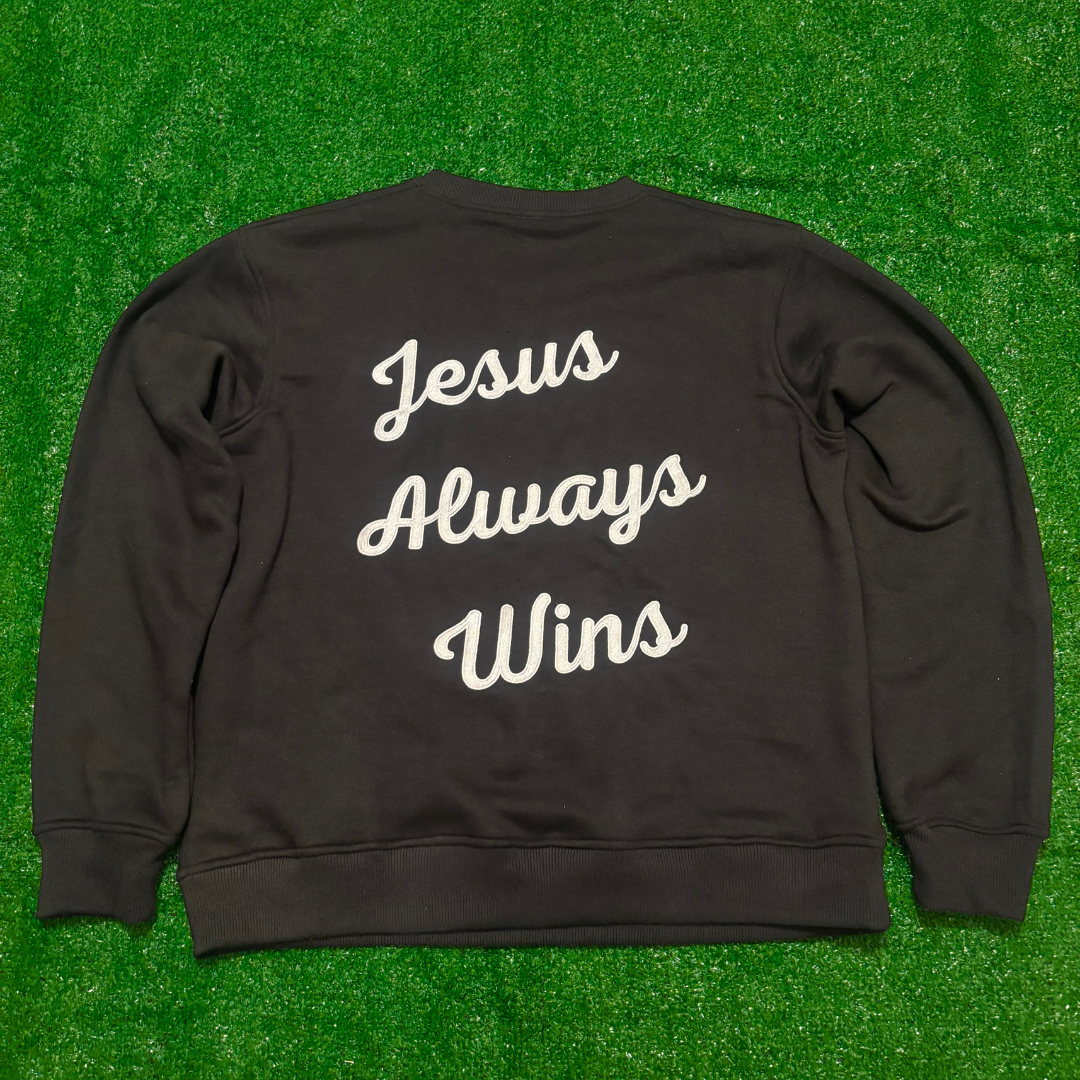 Jesus Always Wins Crewneck Sweatshirt (Black)