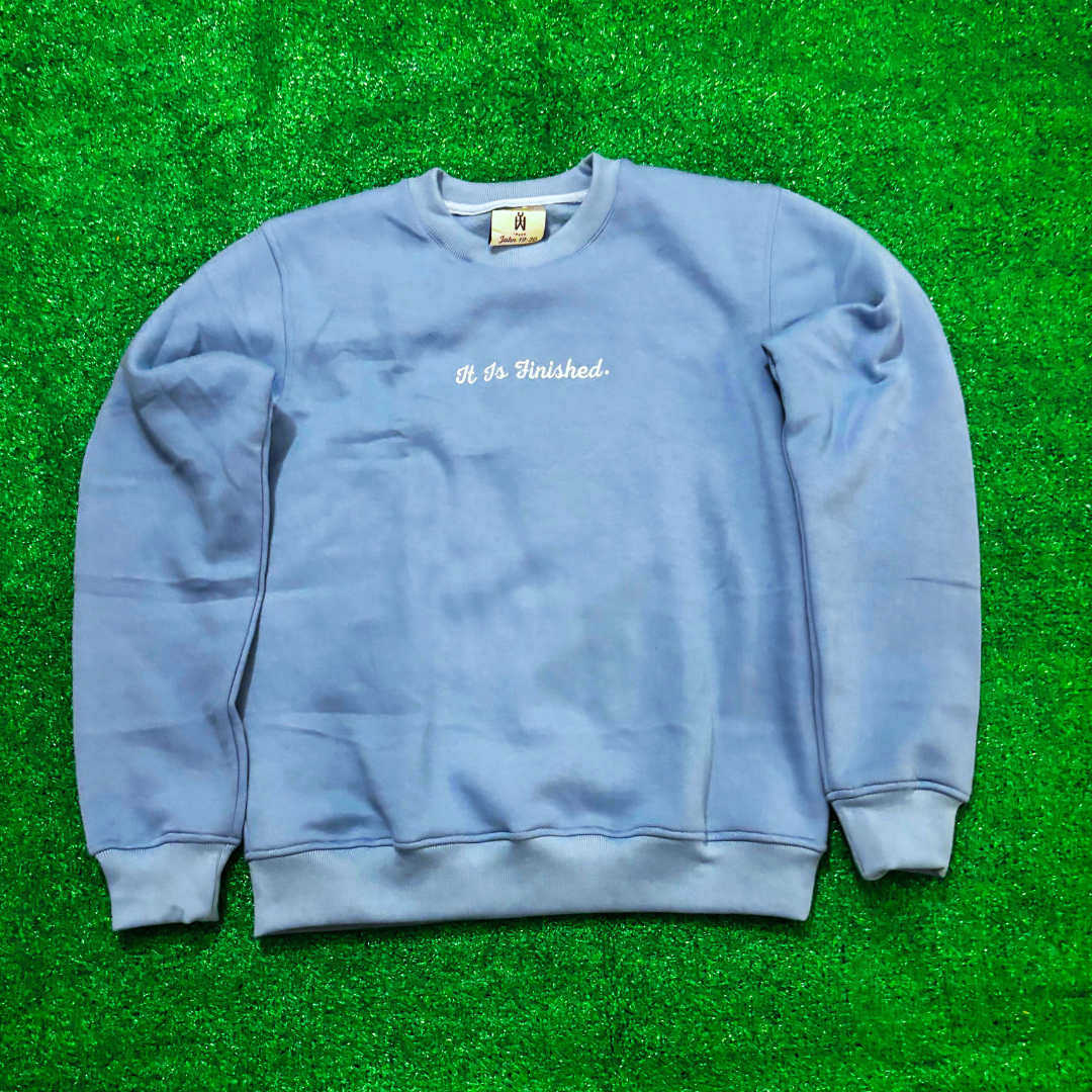 Jesus Always Wins Crewneck Sweatshirt (Blue)