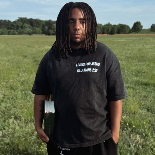 "Living For Jesus" Faded Oversized T Shirt